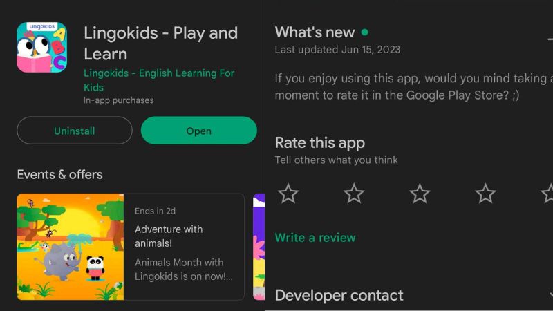 A photo of Lingokids on Google Play Store.