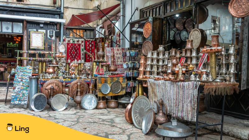 Kunst Stand In Den Straßen Von Sarajevo In Bosnien Und Herzegowina