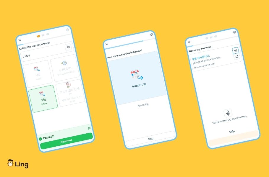 Screenshots Of Ling's Korean Language Course