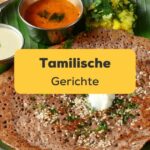 Tamilische Gerichte auf einer silbernen Platte