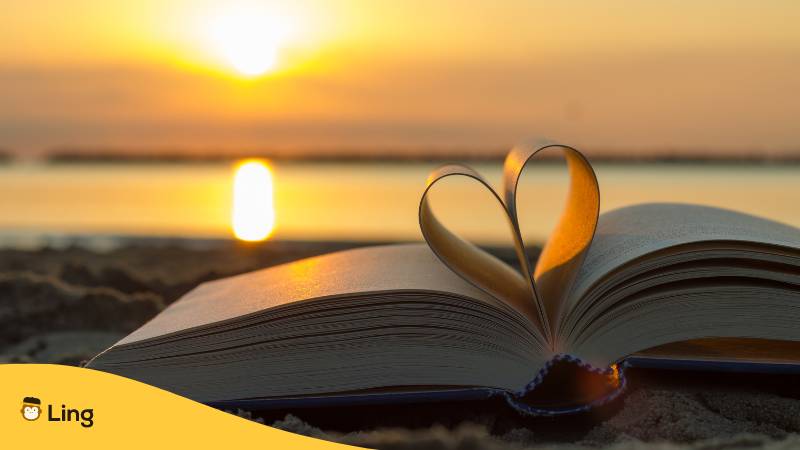 Bücherseiten in Form eines Herzens um Ich lieb dich auf Niederländisch zu lernen mit Ling-App