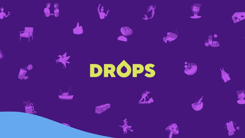 A photo of Drops' logo.
