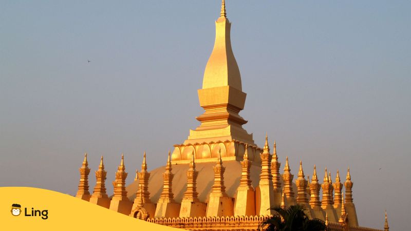 Golden Stupa Buddhist words in Lao