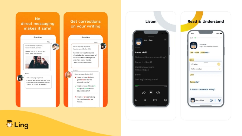 HiNative Vs LingQ-ling-app-design-interface