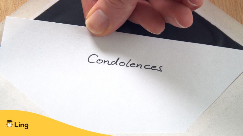 condolences written on white paper