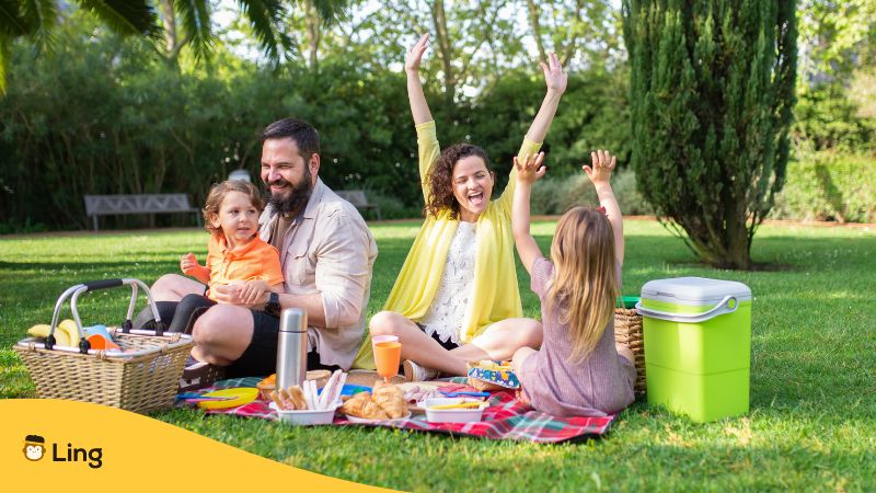 family enjoying picnic