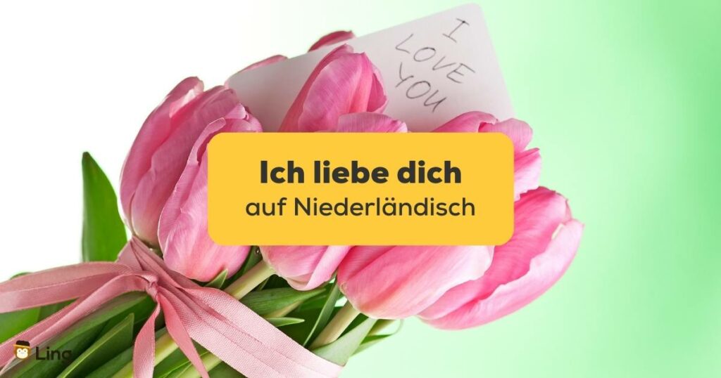 Strauß rosa Blumen, die Ich liebe dich auf Niederländisch ausdrücken sollen