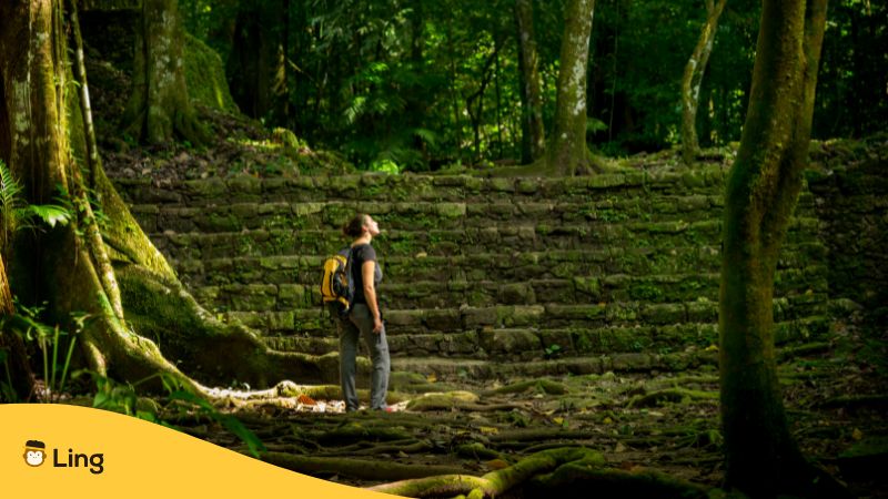 solo female traveler exploring a forest in kerala