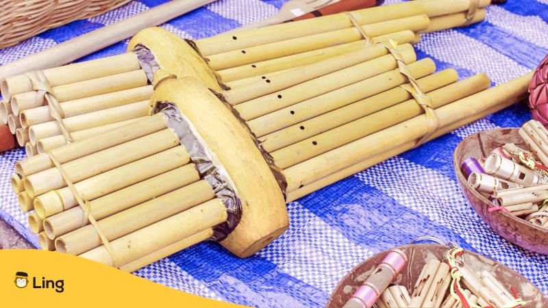 big and small bamboo flutes