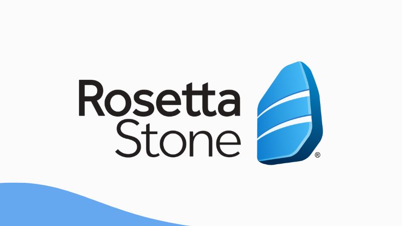 A photo of Rosetta Stone's logo top language apps