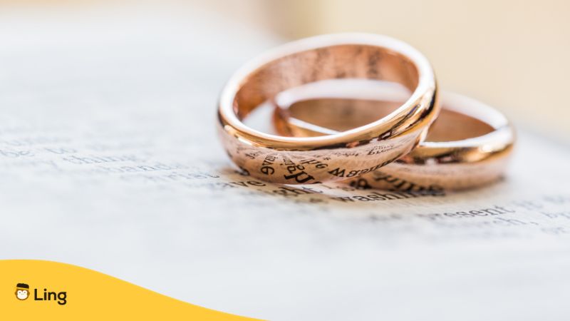 Korean-Words-For-Marriage-Proposal-ling-app-Wedding-Rings-on-Top-of-Book