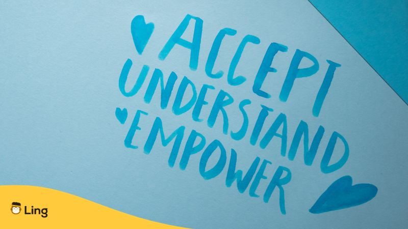 accept, understand, empower written on paper