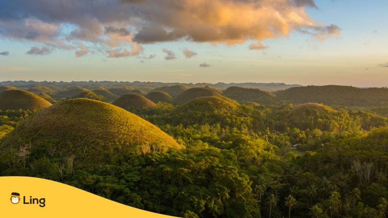 Tagalog-Words-For-The-Environment-ling-app-image-of-the-chocolate-hills-in-the-philippines
