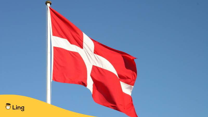 Dänische Flagge weht im Wind