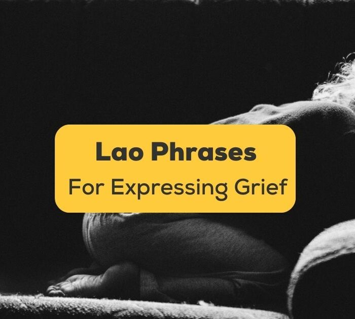 lao phrases for expressing grief banner with a somber background
