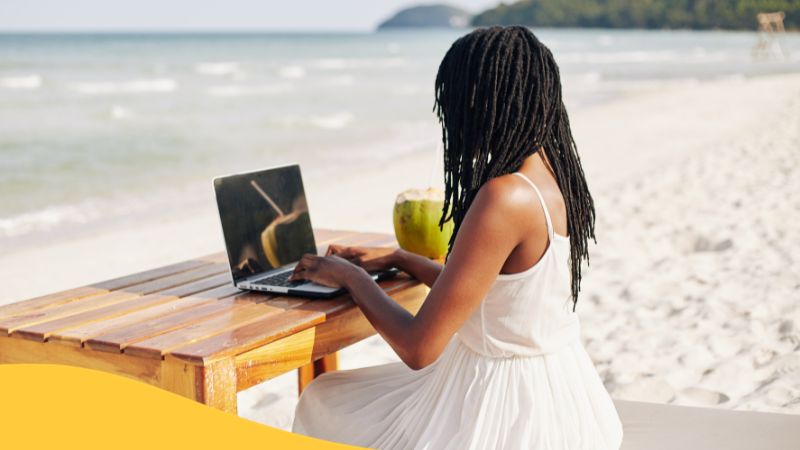 remote work at the beach