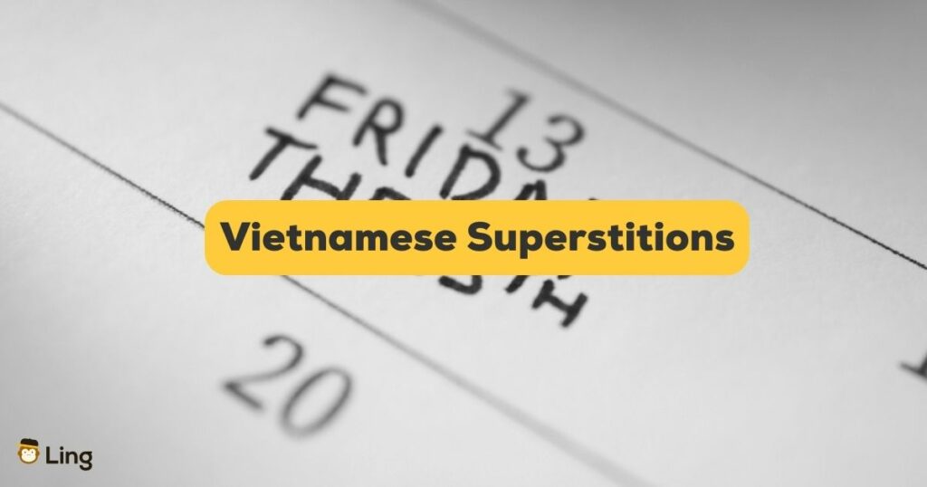 vietnamese superstitions banner with friday the 13th calendar on the background