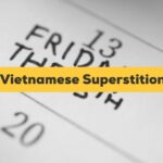 vietnamese superstitions banner with friday the 13th calendar on the background