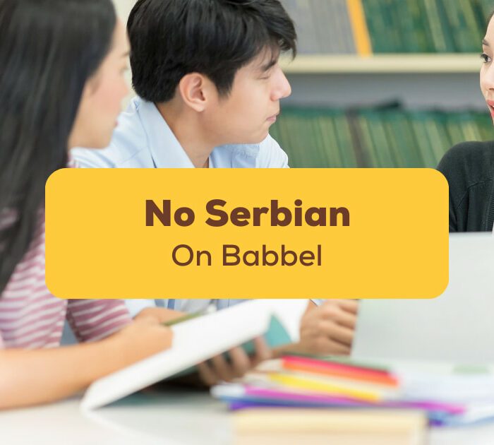 No Serbian On Babbel - A photo of three people talking