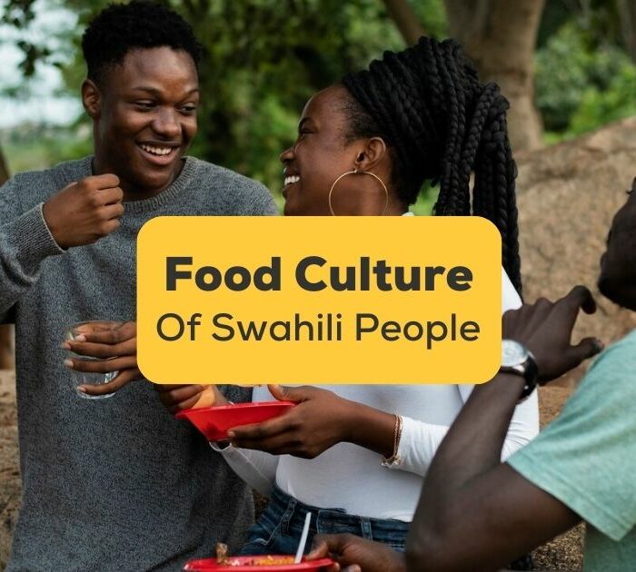 food culture of Swahili people - A photo of friends eating outside