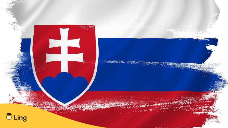 Die Flagge der Slowakei mit Farbe gemalt. Lerne alle Farben auf Slowakisch mit der Ling-App.