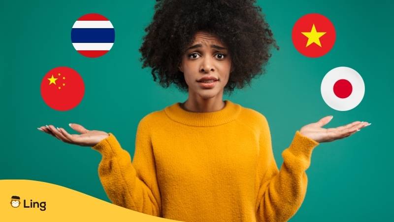Frau wundert sich wie schwer Vietnamesisch zu lernen ist und ob sie Vietnamesisch, Chinesisch, Japanisch oder Thai lernen soll