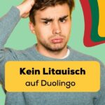Ein junger Mann ist enttäuscht, weil es kein Litauisch auf Duolingo gibt
