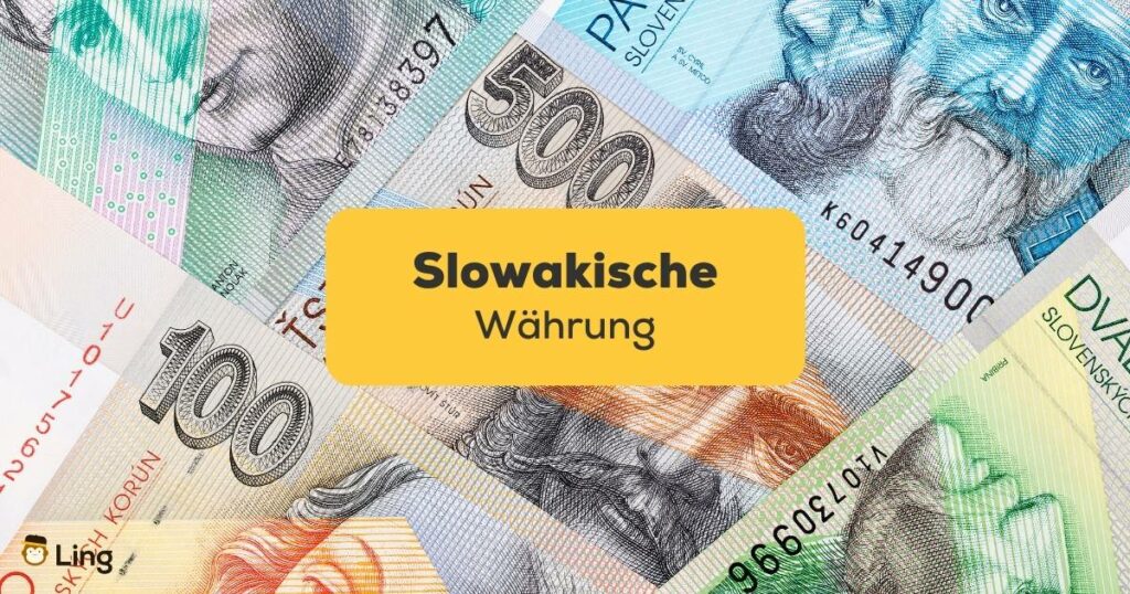 Verschiedene slowakische Banknoten. Entdecke die slowakische Währung mit der Ling-App.
