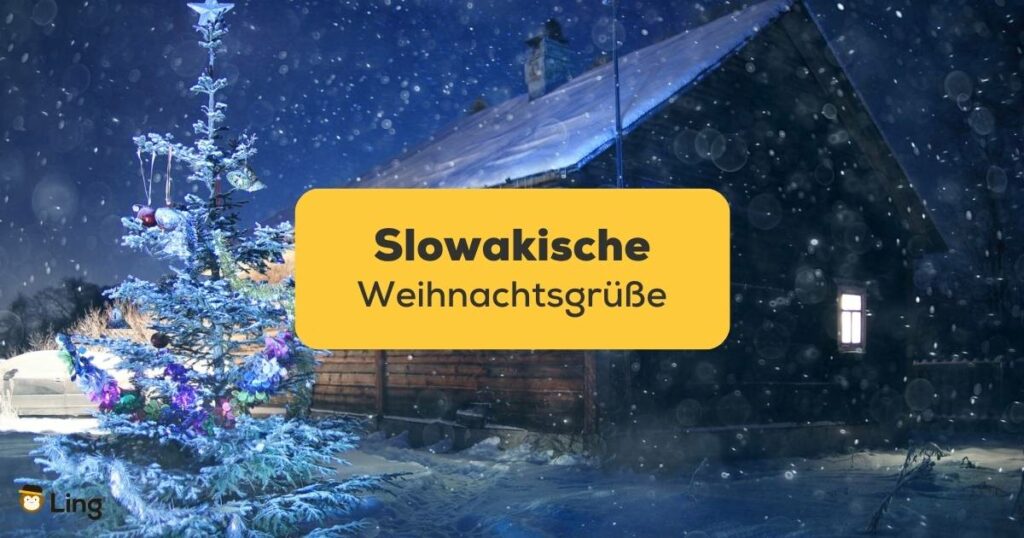 Weihnachtsnacht im slowakischen Dorf. Erfahre wie man slowakische Weihnachtsgrüße wünscht mit der Ling-App.