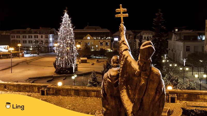 Weihnachten in Zilina - Slowakische Republik. Lerne slowakische Weihnachtsgrüße mit der Ling-App.
