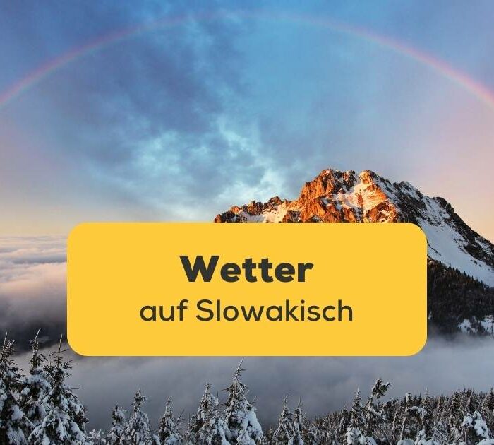 Regenbogen über slowakischen Gebirge. Entdecke, was Wetter auf Slowakisch bedeutet, mit der Ling-App.
