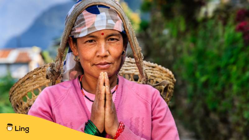 Nepalesin Macht Namaste Zur Begrüßung