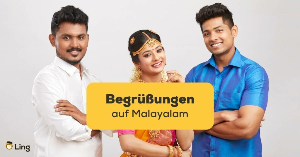 Fröhlicher südindischer traditioneller Familiengruß. Lerne unterschiedliche Begrüßungen auf Malayalam mit der Ling-App.