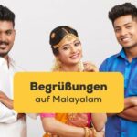 Fröhlicher südindischer traditioneller Familiengruß. Lerne unterschiedliche Begrüßungen auf Malayalam mit der Ling-App.