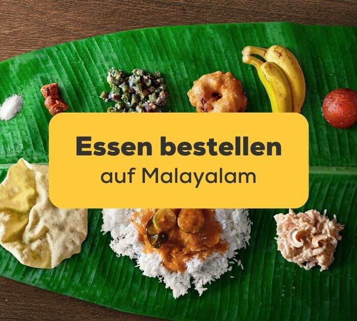 Onam-Bankett oder Onam Sadhya. Guide zum Essen bestellen auf Malayalam mit der Ling-App.