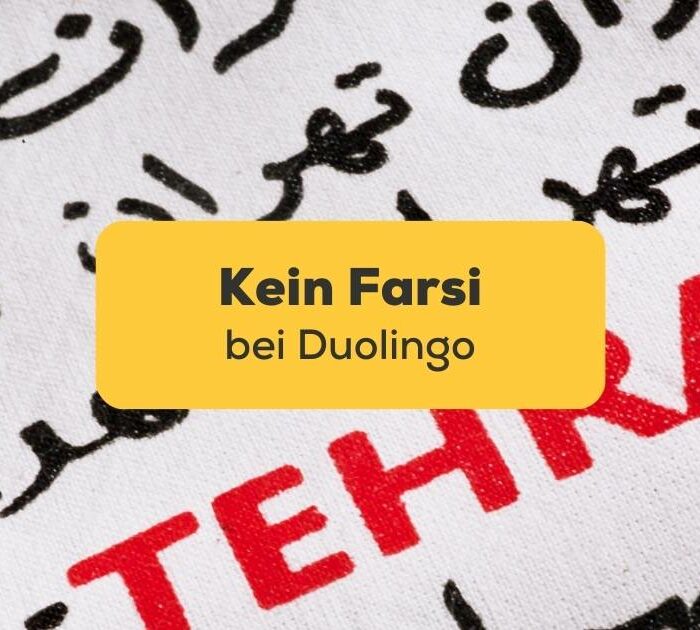 Selektiver Fokus auf das Wort Teheran, und Farsi. Erfahre, warum gibt es kein Farsi bei Duolingo? Lerne Farsi mit der Ling-App.