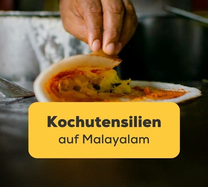Zubereitung des südindischen Gerichts Masala dosa. Lerne Vokabeln für Kochutensilien auf Malayalam mit der Ling-App.