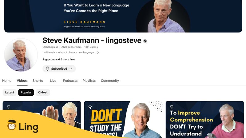 Steve Kaufmann-Language Learning Influencers For Gen Z-Ling