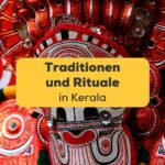 Theyyam-Darsteller mit Maske. Lerne alles über die faszinierenden Traditionen und Rituale in Kerala mit der Ling-App.