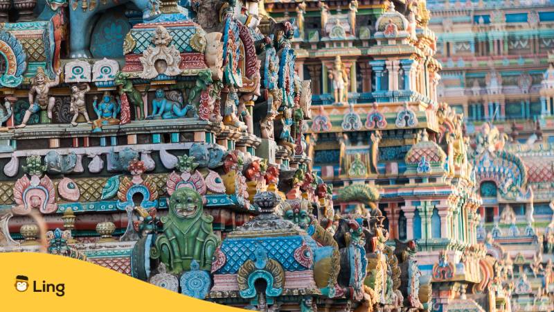 Sri Ranganathaswamy-Tempel, Tamil Nadu, Indien. Erfahre, warum es kein Tamil bei Duolingo gibt. Lerne Tamil mit der Ling-App.
