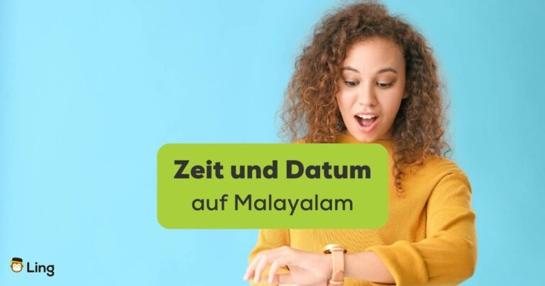 Schöne Afroamerikanische Frau Schaut Auf Die Uhr, Blaue Farbe Hintergrund. Lerne Zeit Und Datum Auf Malayalam Zusagen Und Auszudrücken. Lerne Malayalam Mit Der Ling-App.