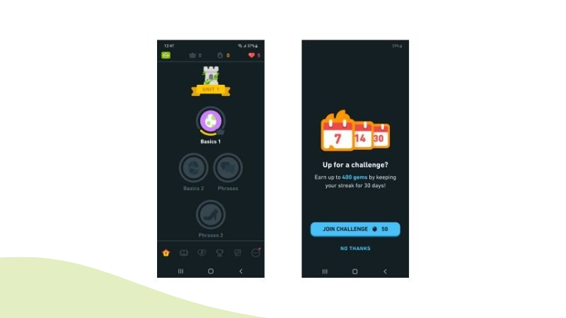 Duolingo review app version