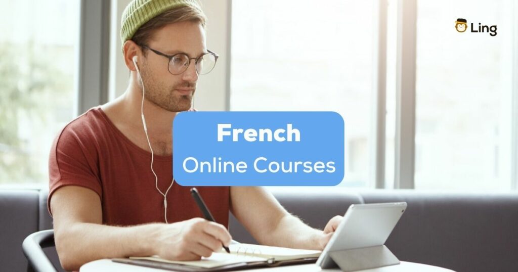 French online courses - A photo of a man learning using a tablet.