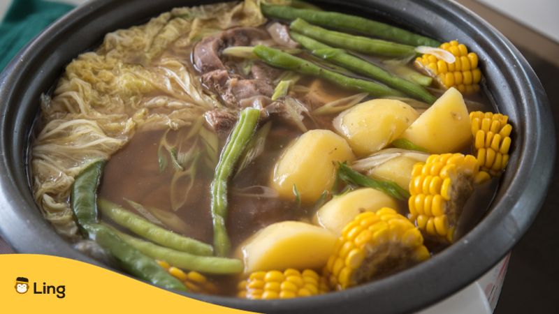 Traditionelles philippinisches Essen - Bulalo. Lerne Geschmäcker auf Tagalog. 22 einfache Wege, Geschmacksrichtungen auszudrücken mit der Ling-App.
