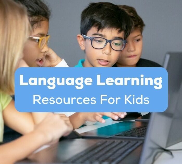 Language learning resources for kids - A photo of young children studying with computer.