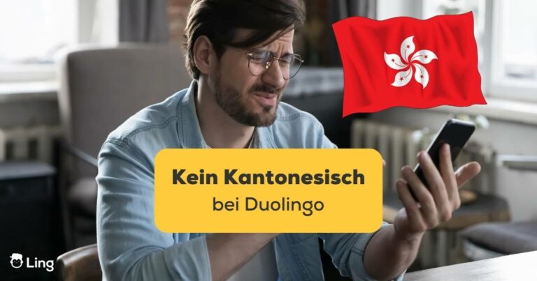 Mann Schaut Frustriert Auf Sein Handy Weil Er Kantonesisch Bei Duolingo Finden Kann. Erfahre, Warum Es Kein Kantonesisch Bei Duoling Gibt Und Entdecke 2 Überzeugende Alternativen.