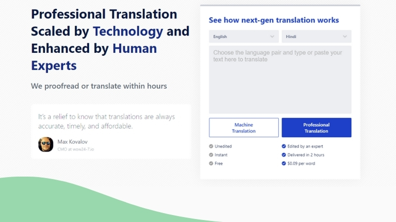 Hindi app for translating Hindi to English