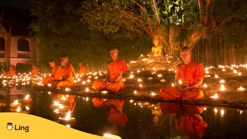 Buddhist  monks meditating