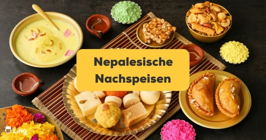 Ein Tisch voller nepalesischen Köstlichkeiten. Lerne mit Ling die unterschiedlichen nepalesischen Nachspeisen.