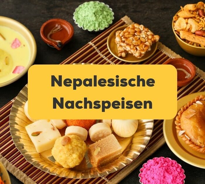 Ein Tisch voller nepalesischen Köstlichkeiten. Lerne mit Ling die unterschiedlichen nepalesischen Nachspeisen.